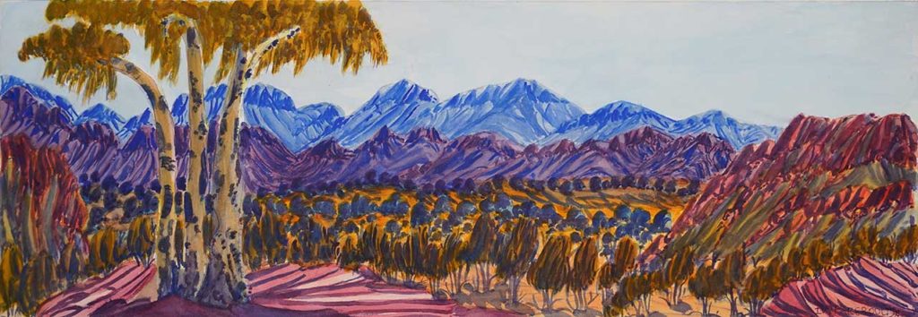 Watercolour painting of the West MacDonnell Ranges