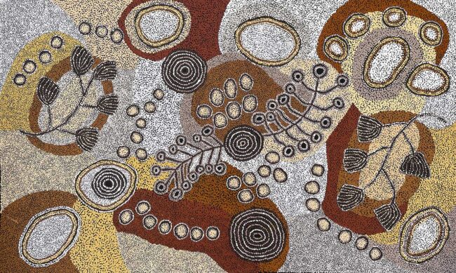 Bush Tomato, Wangunu & Seven Sisters Dreaming by Alison Munti Riley &  Amelia Riley