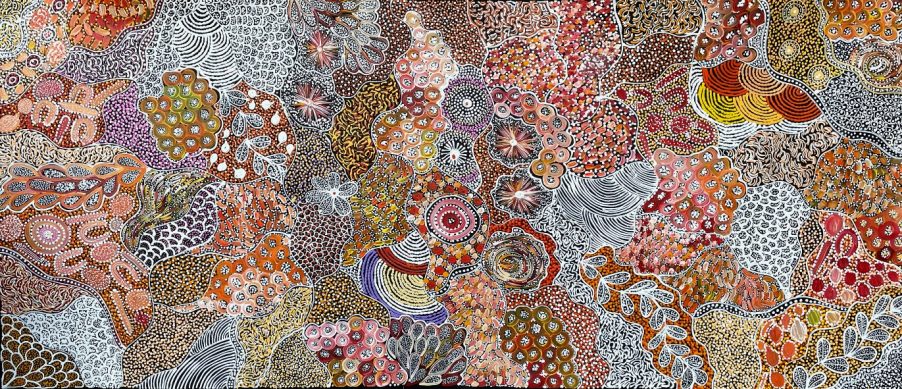 Awelye and Bush Tucker by Janet Golder Kngwarreye 