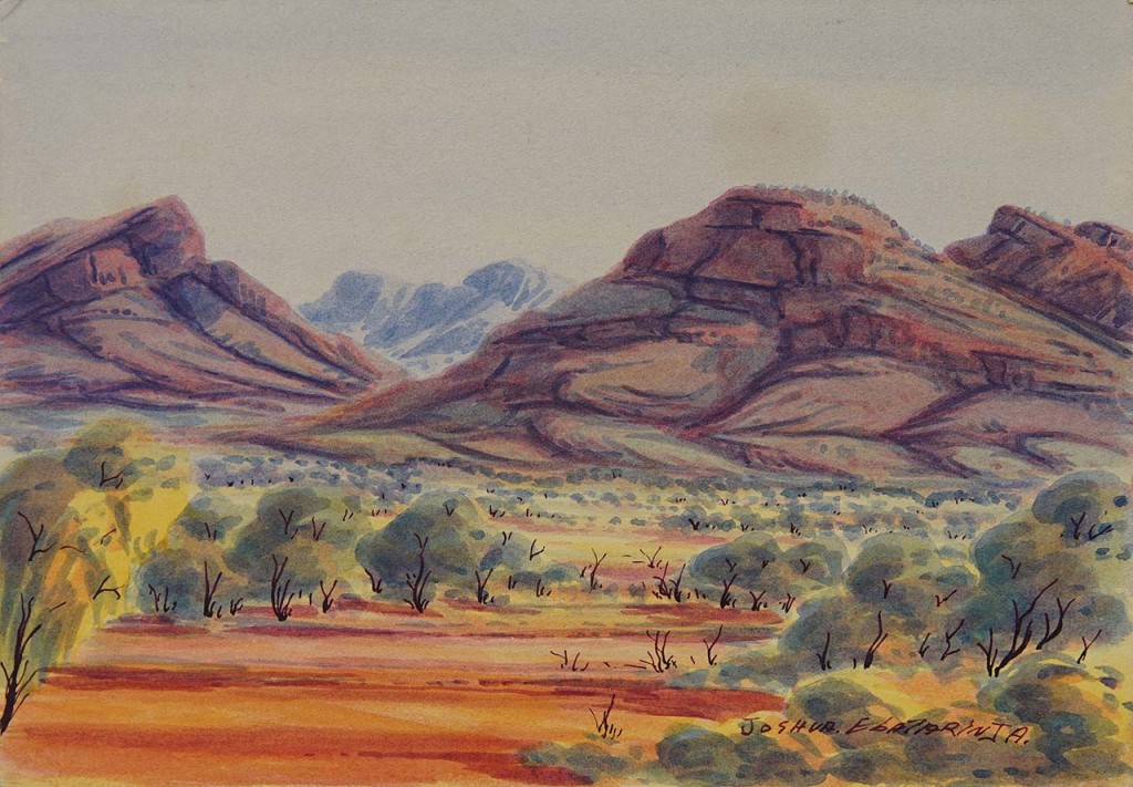 Watercolour landscape painting of Central Australia