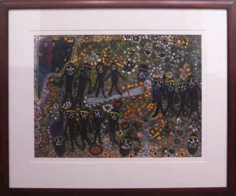 People at Rockhole with Flowers by Mary McLean